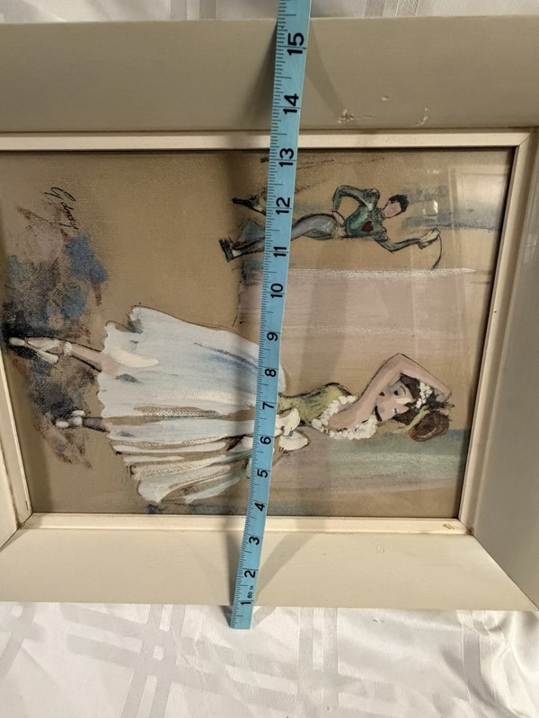 CYDNEY GROSSMAN ORIGINAL * BALLET DANCER* MID-CENTURY PASTEL IN DISTRESSED FRAME gallery