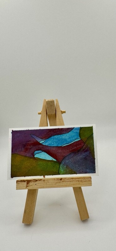 Miniature Abstract Colorful Painting on Paper, Unframed Single Piece Art gallery