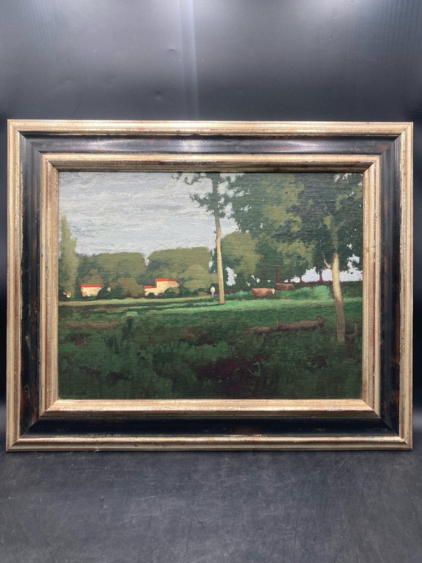 Original Chris Burkholder «First Light Of Autumn Evening» Oil Painting, Framed