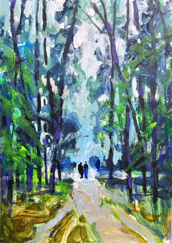 Oil painting Trees Ukrainian painter canvas Unframed original Decor landscape gallery