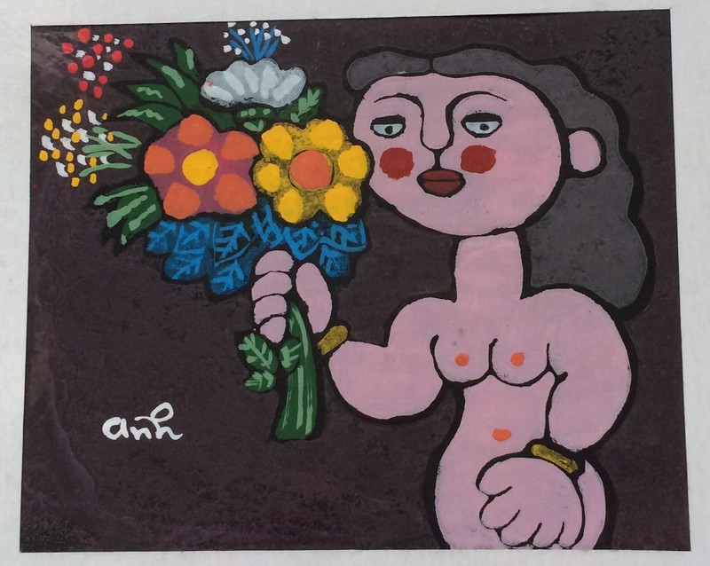 Viet Anh Vietnamese women and flowers graphic painting art in heart