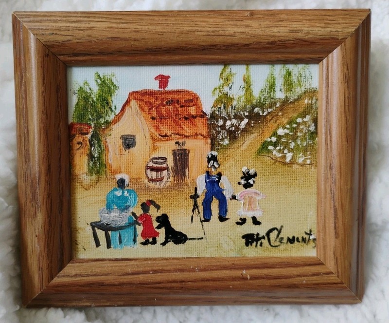 Peti Clements Alabama Black Folk Painting Oil Canvas «Granpa Going Fishing»