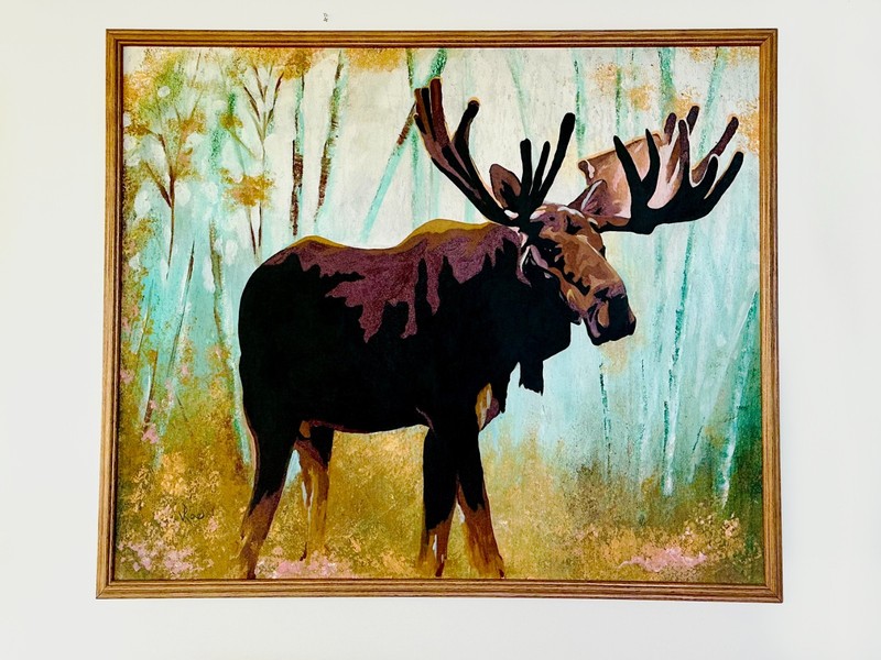 Bull Moose Painting Framed Original | Iconic Canadian Acrylic Wildlife Artwork