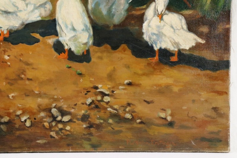Paul Wilhelm KELLER-REUTLINGEN ducks at the pond painting Art Nouveau oil painting around 1900 gallery