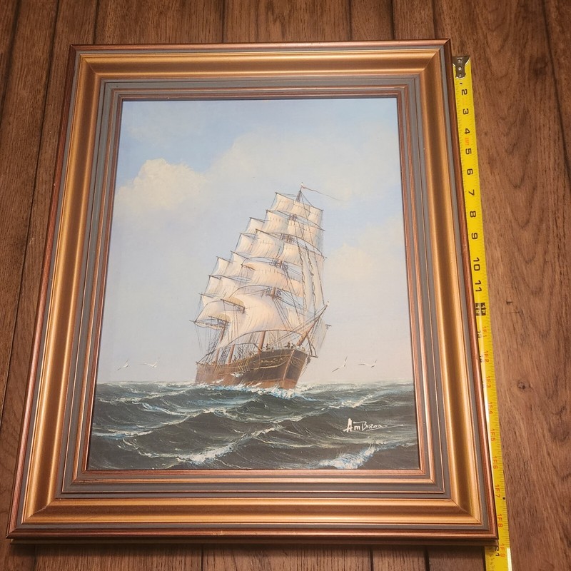 Galleon Clipper Sailing Ship Carribean Ocean Framed Painting Ambrose Art Sketch gallery