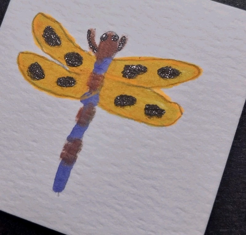 Dragonfly Dollhouse MINIATURE 1:12 Art PICTURE 2×2 inch Hand Painted Painting
