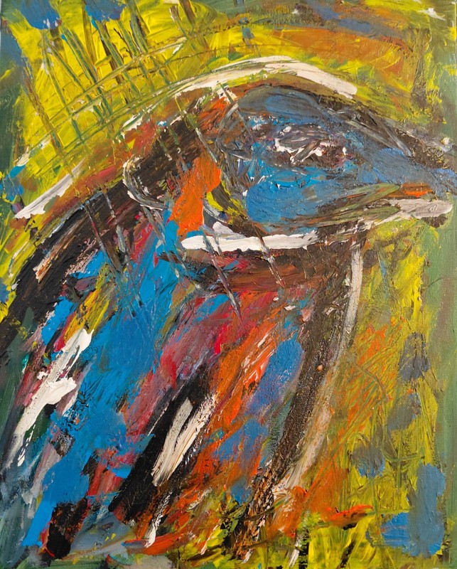 Colorful crow Original Acrylic Abstract 8×10 Canvas Board 8×10
