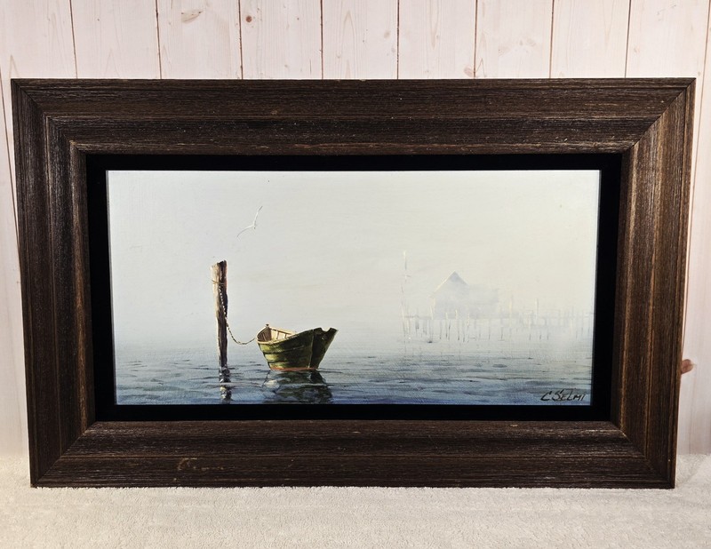 Original, Signed, Oil on Canvas, by Charles R. Selmi, Custom Wood Frame 13×21