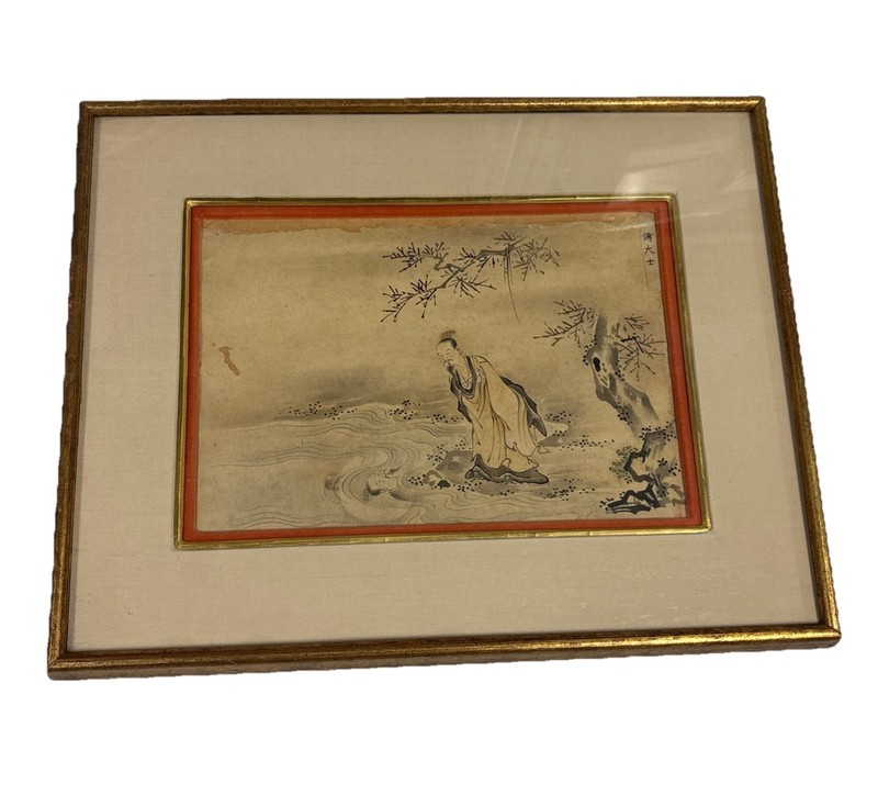 VTG Signed Japanese Silk Watercolor Painting on Paper Female By Fanuna Scene