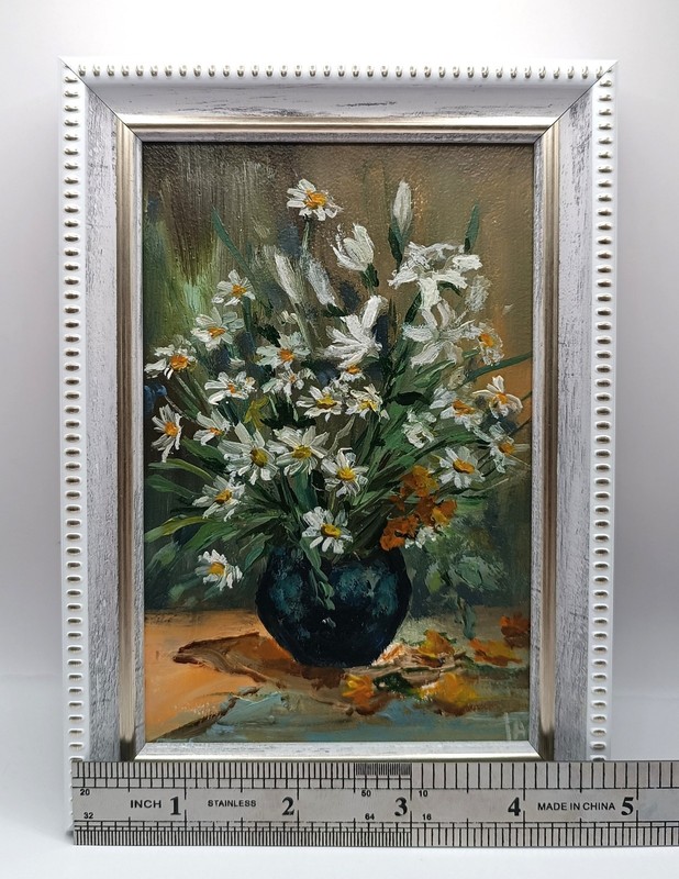 Wildflowers in Ceramic Vase Small Textured Painting Original Bouquet Decor gallery