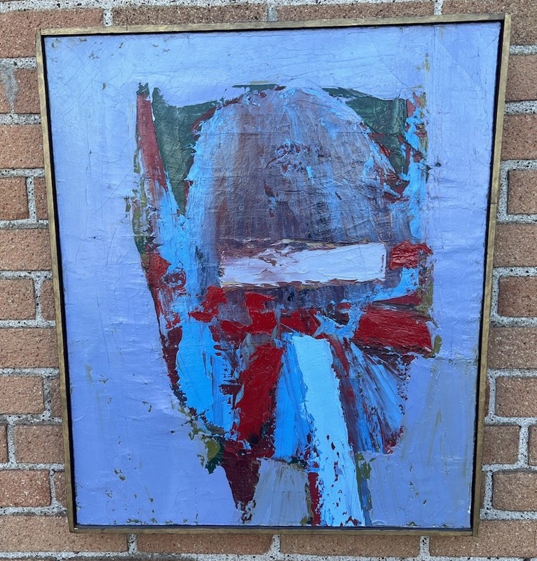 Jerry Rudquist Oil Painting “ Blue Mask ” Macalester Minnesota 1962 26” X 22”