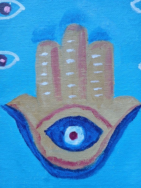 Abstract/Expressionism Hand Eye 8 x 8" Modern Street Art Colorful Painting gallery
