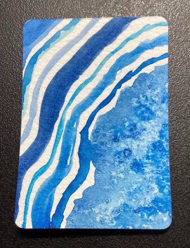 Original ACEO Card, Blue Agate Geode, 2.5×3.5, Signed