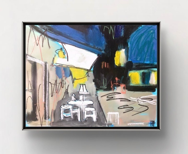 HAMMOND Original Expressionist Night Cafe Acrylic 11×14 Canvas Wall Art