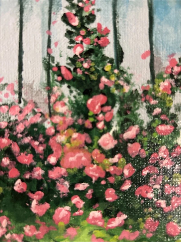 “Garden Dream” Painting On Canvas. Acrylic Raw Canvas. 8x8 In. gallery