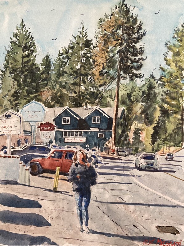 Original Watercolor Painting “Mountain Community, CA» 9″ X 12″ NOT A PRINT