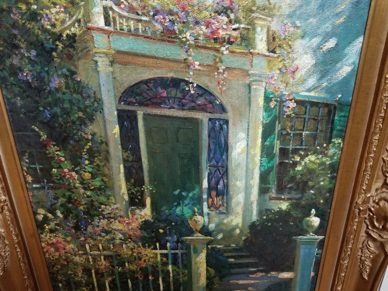 37 x31w Uttermost Compnay Custom frame with OIL painting, Eye catching painting gallery