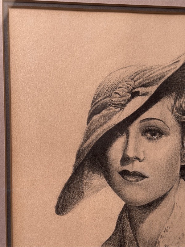 ANTIQUE ART DECO PORTRAIT PRETTY WOMAN FEMALE MODEL SIGNED 1930'S VINTAGE gallery