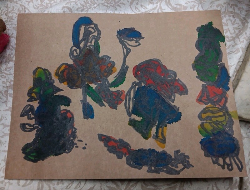 Vintage Contemporary Abstract Art Informel Brut Watercolor Signed Decor