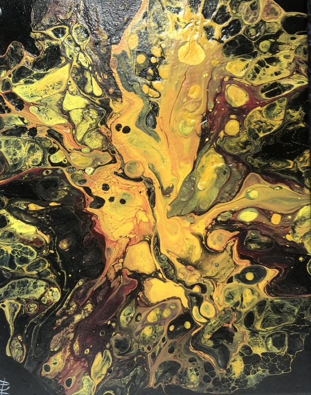 Original 11×14 Acrylic Fluid Paint Pouring Art On Canvas, Colorful Home Décor