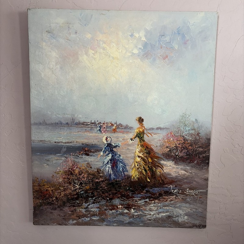 Original/Unframed 20” X 24” Oil Painting Of A Woman & Child-Marie Charlot