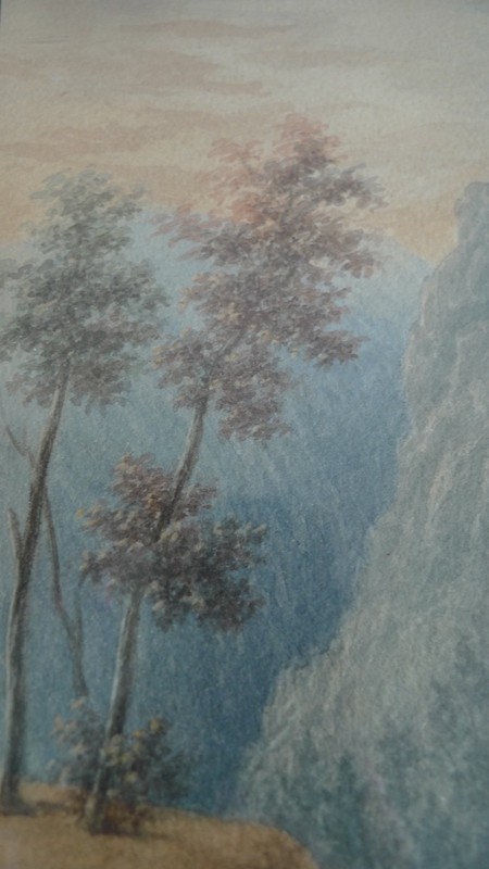 IMPRESSIONIST - MOUNTAIN LANDSCAPE WITH CASTLE AND RIVER - ENGLAND ? WATERCOLOUR CIRCA 1900 gallery