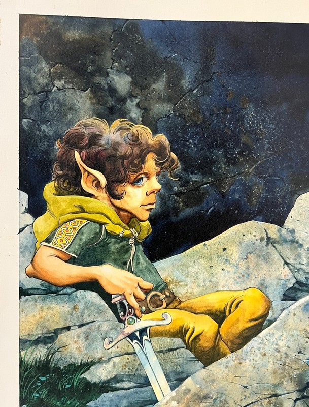 Rare Original Vintage 1981 Ken Macklin "Away From The Shire" Painting 16" LOTR gallery