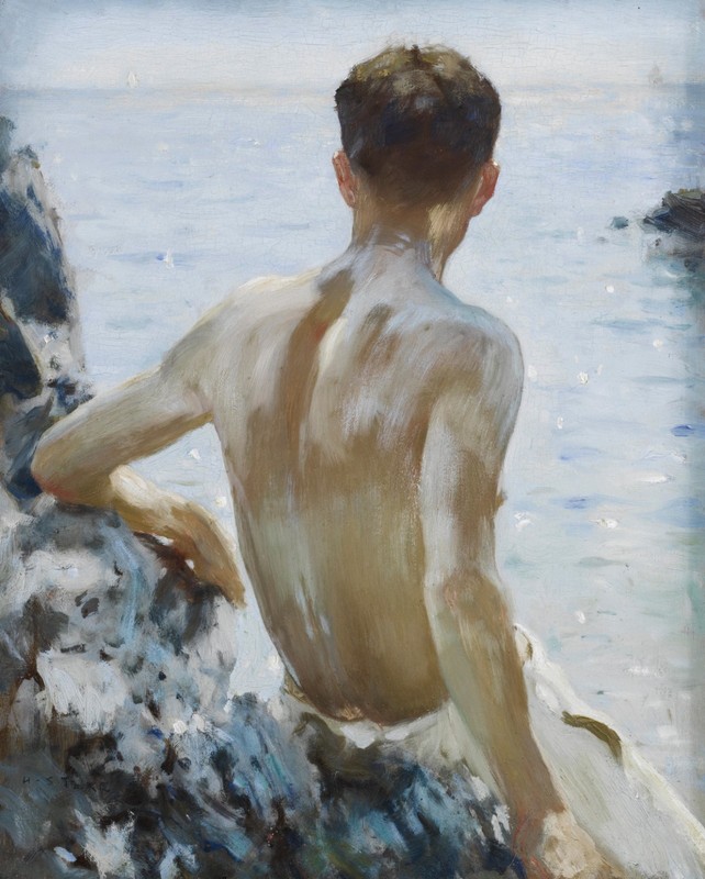 Henry Scott Tuke Signed Oil Painting on Canvas 20×28 in Impressionism ..