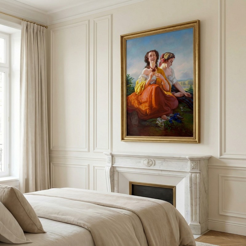 Large Original Oil Painting Classical Figurative Romantic Museum Style 47x35in gallery