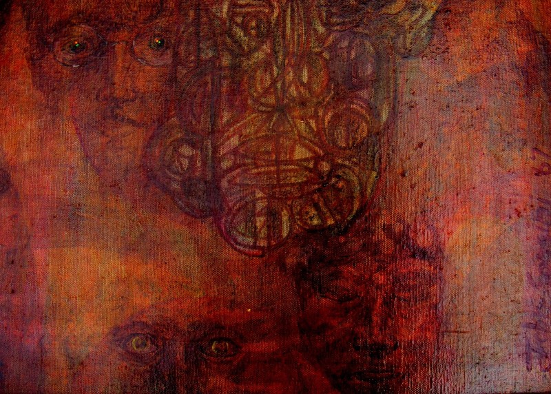 John Sonsini «The Stare» Acrylic Painting, 1967, Haunting Modern Art