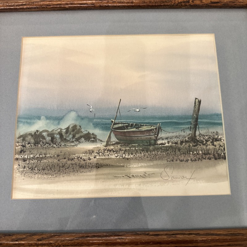 Water Color Painting Signed Matted And framed – Original Waterfront NICE