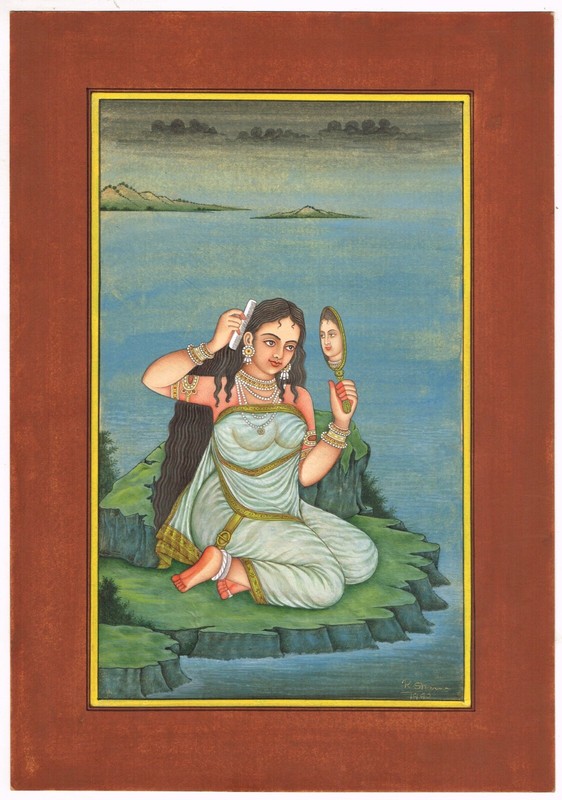 Indian Miniature Painting Of Bengali Woman (Promoda Sundari) 9.5×13.5 Inches