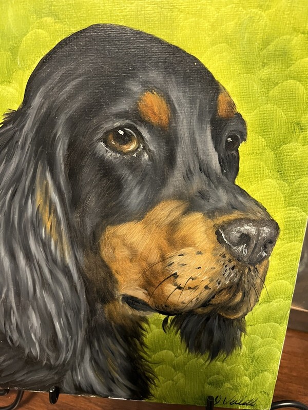 8×10 Cocker Spaniel Black and brown Oil Painting