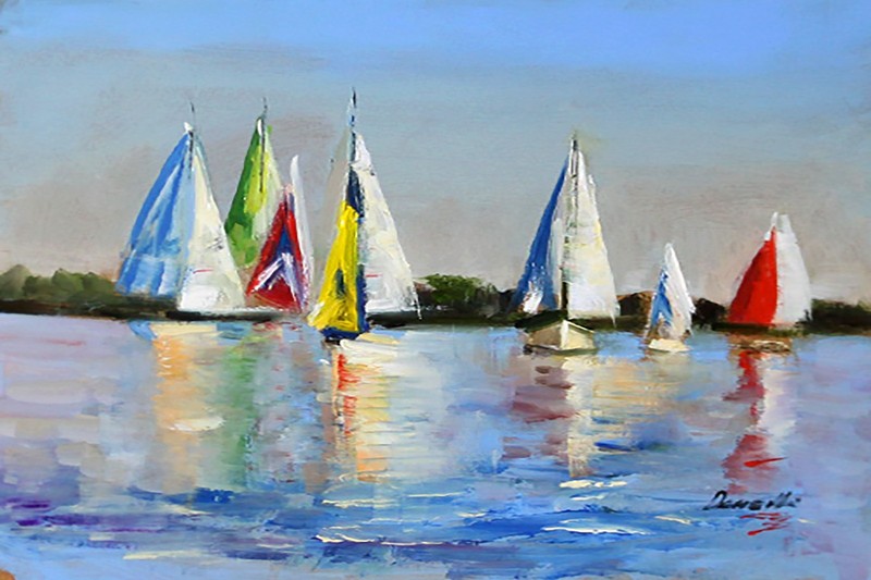 SEASCAPE BOAT Oil painting UKRAINE DEMENKO NATALIA 8X12
