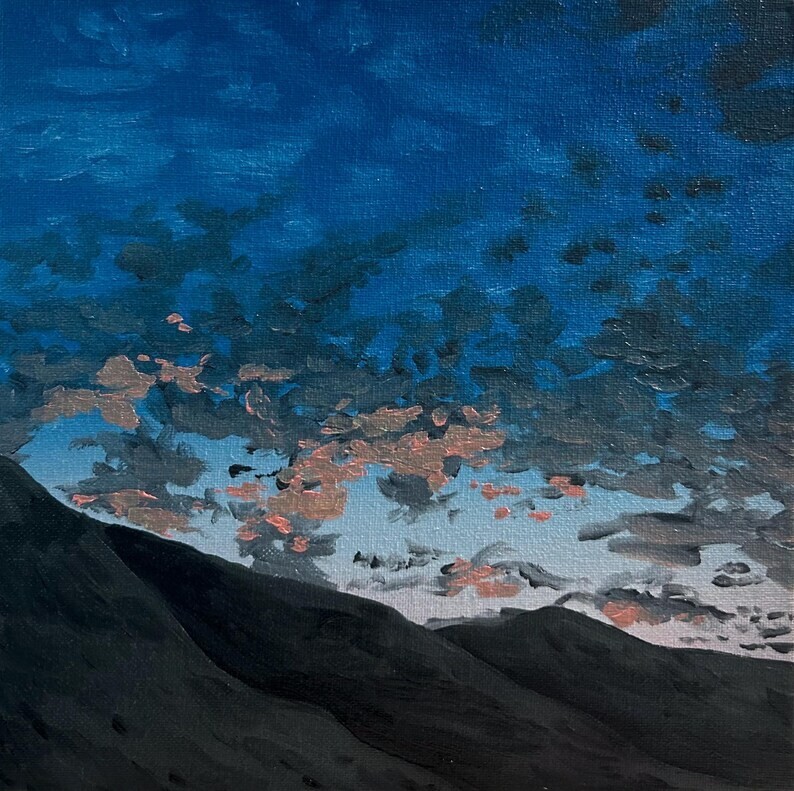 Pink Cloud Mountain Sunrise/Sunset Oil Painting on Canvas