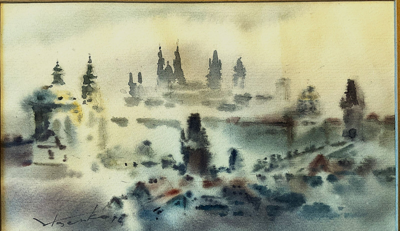 VITALY VLASENKO PRAGUE CASTLE WATERCOLOR 1996