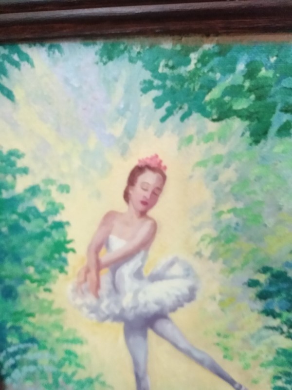 1973 Artist Signed Oil Painting Artwork Art Framed Ballerina Ballet Dancer Dance gallery