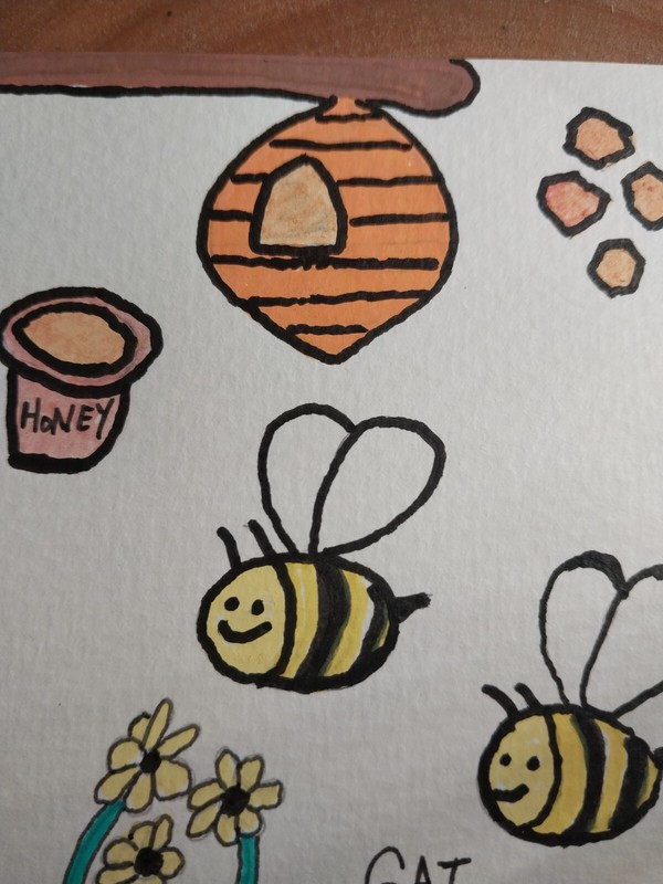 G.A.Titan Acrylic Painting IMPRESSIONISM Honey Bee Hive Artwork gallery