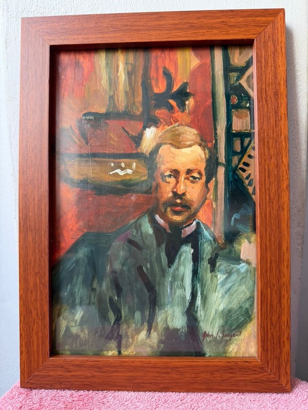 john singer sargent , framed oil painting on wood, sealed and signed.