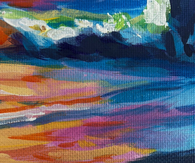 Acrylic Painting Tenderness Of Pink Sunset M. Patskan Unframed Original nAAA4838 gallery