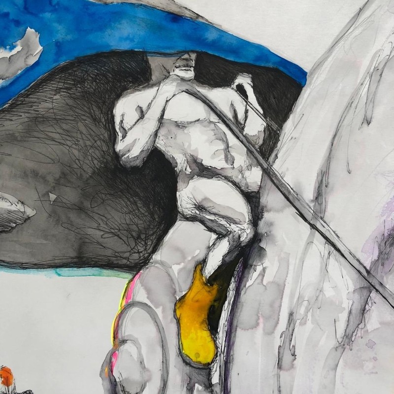 ALAIN DONATE ACRÍLICO ORIGINAL DE TÉCNICA MIXTA, TINTA ,CARTÓN 30"x 23"CUBAN ART gallery
