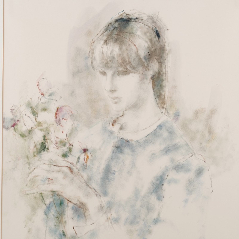 Helen Winslow Untitled Signed Framed Matted Unique Original Watercolor Painting gallery