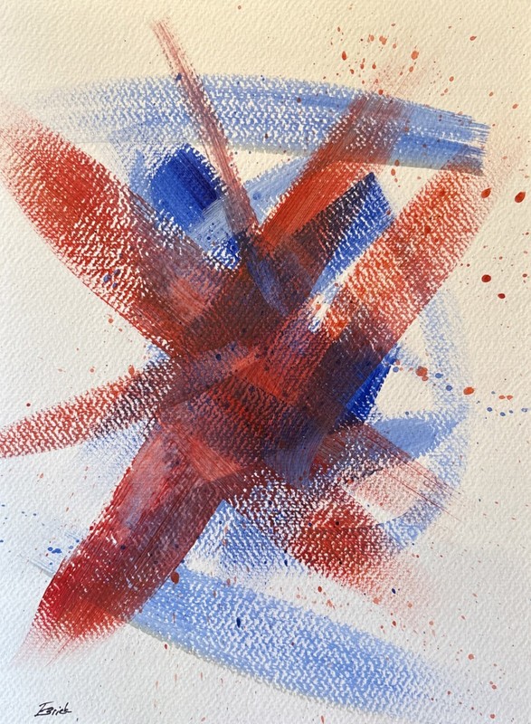 Original Abstract Painting on Paper 9×12 Modern Expressionist Art Study
