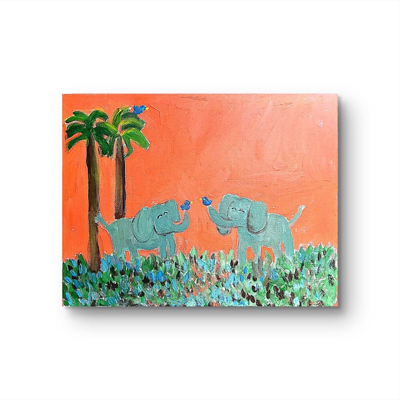 Two Elephants In Love Unique Abstract Expressionism Wall Art Canvas gallery