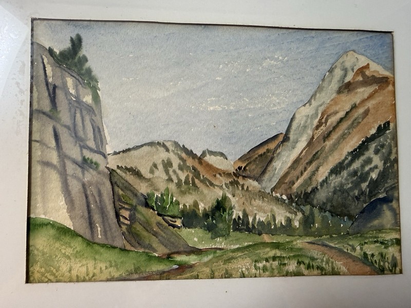 Original Watercolor Canyon Landscape Painting Framed Signed Art 19×16
