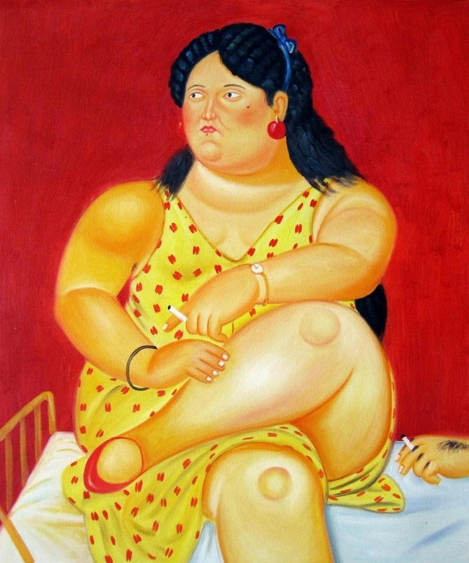 20×24 inches Fernando Botero style stretched Oil Painting Canvas Handmade Art155