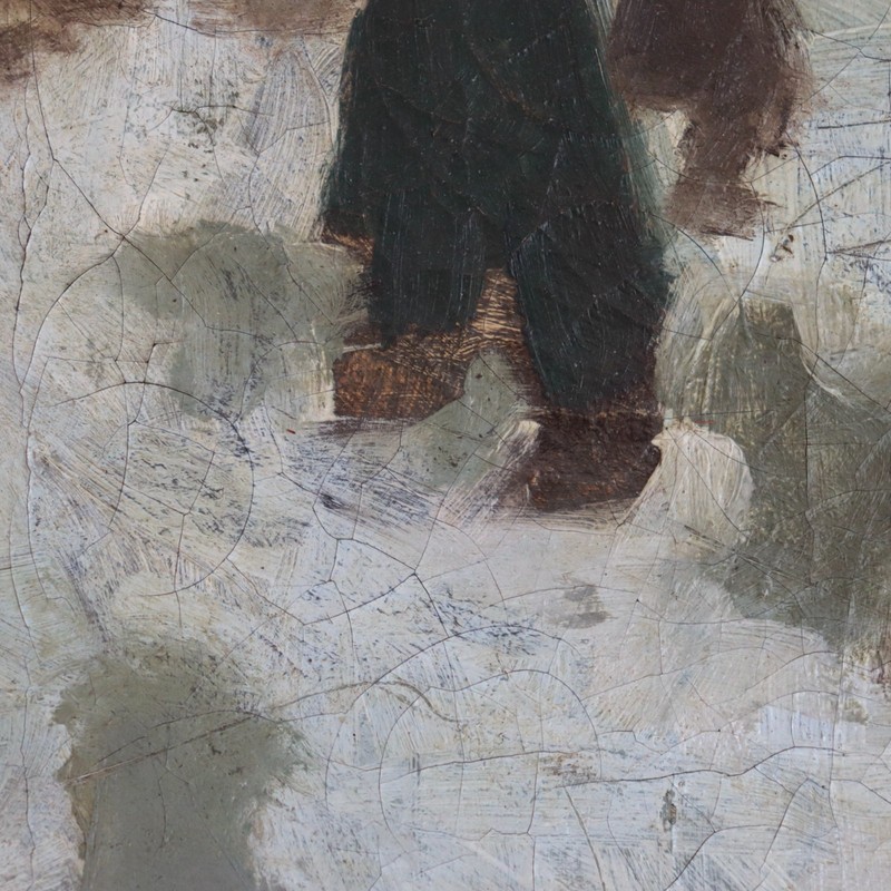 Superb American Impressionist Painting Figures City Scene 19th C Mystery Artist gallery