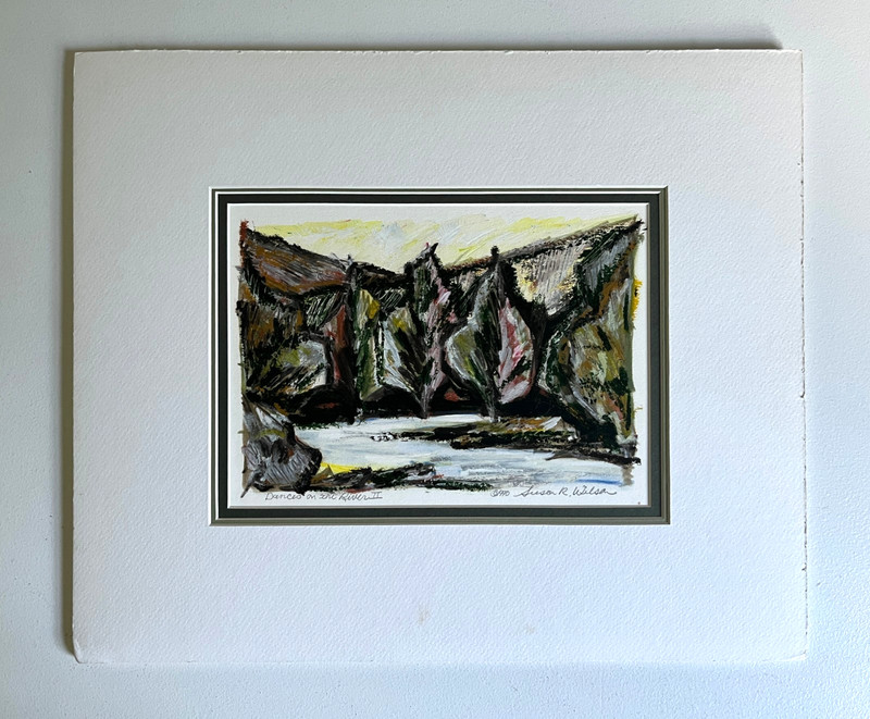 Vintage 1990 'Dances on the River' Oil Paint Stick Painting by Susan R. Wilson gallery