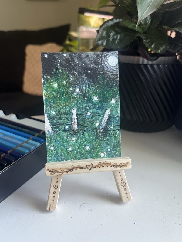 ACEO Original Art 2.5×3.5 Watercolor Pencil Abstract Landscape – Sagehorne-manor
