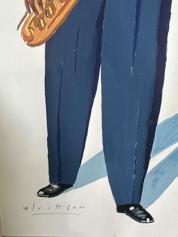 1994 NEW YORKER MAGAZINE ARTIST MARK ULRIKSEN ORIGINAL PAINTING ILLINOIS JAZZ gallery
